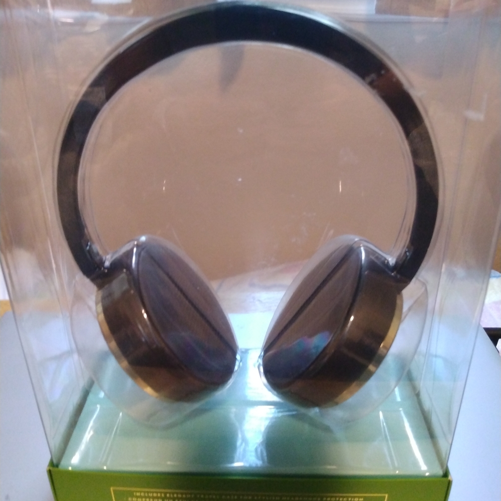 Black Over-Ear Headphones with Gold Accents
